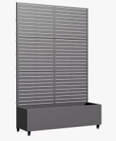Wrought Studio 6 ft. H x 4 ft. W Metal Planter Box Privacy Screen Garden Bed with Trellis with Wheels -Gray New in Box $399