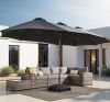 Toject 15 ft. x 9 ft. Rectangular Metal Double-sided Market Patio Umbrella with Base and Crank New in Box $399