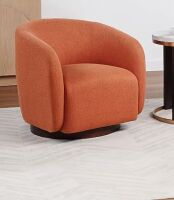 SEYNAR Modern Glam Boucle Fabric Round 360 Degree Swivel Barrel Chair, New in Box $799