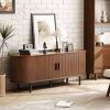 Ebern Designs Jalonda Modern Wood TV Stand with Storage and Shelves New in Box $299