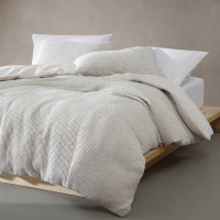 Calvin Klein - 3-Piece King Duvet Cover Set, Garment Washed Cotton Bedding with Matching Shams (Speckled Waffle Ivory, King) New In Box $299