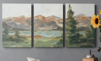 Loon Peak&reg; "Rusty Mountains II" 3 - Pieces, 8" x 12" New In Box $99