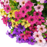 Lyacmy 12 Bundles Artificial Flowers for Outdoors UV Resistant Fake Plants, Faux Plastic Fake Flowers Artificial Plants for Home Porch Spring Summer Decor New In Box $99