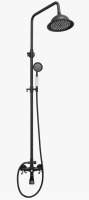 VIBRANTBATH 3-Spray Wall Bar Shower Kit Round Rain Shower Head with Tub Spout Hand Shower Brass Pipe 2 Cross Knobs in Matte Black 8023-S-B New In Box $399