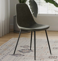 Armen Living Monte 32 in. Gray Faux Leather and Black Powder Coated Finish Contemporary Dining Chair New In Box $199