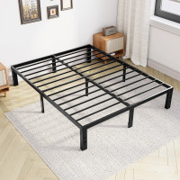 Alwyn Home Lutherville 14'' Black Metal Platform Bed Frame With Steel Slat Support, No Box Spring Needed, Full Size, New in Box $299