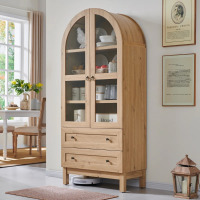 Winston Porter Cardentey Arched Storage Cabinet, Natural, New in Box $499