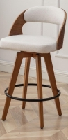MEKLIBA 30.3" Modern Upholstered Bar Height Bar Stool for Kitchen Island, Swivel Bar Stool with Back and Wood Legs (Beige-Fabric), New in Box $399