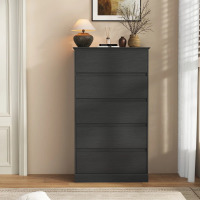 Latitude Run Dornisha Modern Tall Storage Chest Of Drawers, Black $499