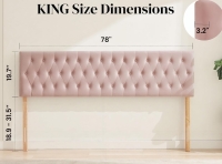Kingfun Ashika Tufted Upholstered King Size Bed Headboard in Modern Button Design, Premium Velvet Fabric Padded Headboard, Pink / Modway Annabel Tufted Button Linen Fabric Upholstered King Headboard in Ivory, New Open Box Assorted $299