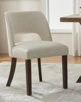 Lark Manor VKNOW Faux Leather Upholstered Dining Chair, High-Density Foam Cushion, Walnut Rubber Wood Legs for Dining Room, Bedroom, Beige, New in Box $399