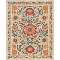 Charlton Home&reg; Apollo Suzani Vintage Floral Beige Flat-Weave Area Rug, 8' x 10' $399