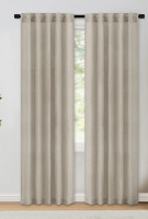 Gracie Oaks Toyoko Linen Blend Semi-Sheer Back Tab Curtains (Set of 2), 60" x 84" New $99