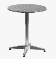 Ebern Designs Siyah Round Aluminum Smooth Top Indoor-Outdoor Bistro Table with Base $299