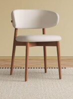 Seafuloy Mid-Century Modern White PU Upholstered Ergonomic Dining Chair $299