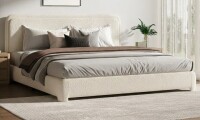 Ebern Designs Twin Bensu Boucle Upholstered Platform Bed $499