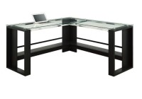 Whalen Jasper 60"W L-Shape Corner Desk with Glass Top, Espresso $599