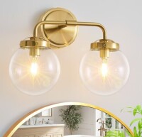 Lanmate Modern 2-Light Gold Globe Glass Vanity Light For Bathroom Bedroom Home Lighting New In Box $199