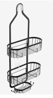 VEVOR Shower Caddy, 3-Tier Hanging Bathroom Shower Storage Organization Shelves Rack Set, with Soap Holder and Hooks for Towels, Sponge, 40 lbs Large Weight Capacity, Fits Shower Head, Matte Black New In Box $59