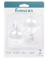 Fusion 2pk 25W Light Bulbs for Wax Warmers New In Box