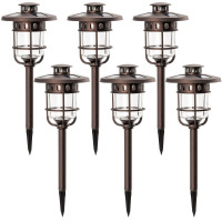 Gigalumi Bronze Solar Powered Integrated LED Pathway Light 6-Pack New In Box $199