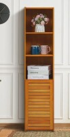 Winston Porter Kayana Bamboo Storage Bookcase Cabinet, (5 Shelves) 50" H x 12.2" W x 11.4" D New In Box $299
