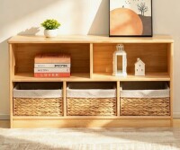 Ebern Designs 43.3" W Ebern Designs Solid Rubberwood 5-Compartment Bookcase New In Box $299