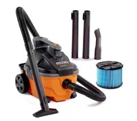 RIDGID 4 Gal. 5.0 Peak HP Portable Shop Vacuum Wet Dry Vac with Fine Dust Filter, Locking Hose and Attachments WD4070 On Working $199