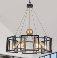 Gracie Oaks Bossley 6 - Light Dimmable Sputnik Geometric Drum Chandelier New In Box $699