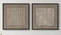 Wall26 Linear Geometry " Brown Minimalist Line Patterns On Textured Background Modern Art Nordic " 2 - Pieces, 16" x 16" Similar to Picture New In Box $199