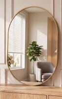 Ebern Designs Modern Aluminum Frame Oval Wall Bathroom Mirror, Pill Shaped Vanity Mirror, 24" x 32" New In Box $299