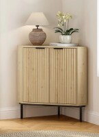Ebern Designs Fluted Corner Cabinet With 2 Doors And 2-Tier Shelves $299