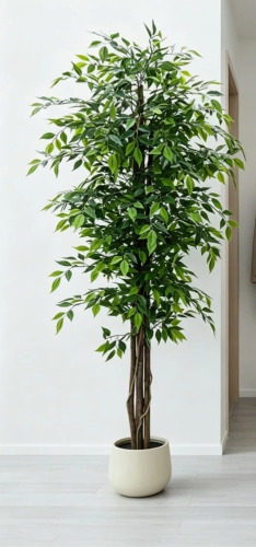 Primrue 7Ft Tall Artificial Ficus Tree With Straight Trunk, Lush Green Leaves, Faux Potted Plant In White Pot, For Indoor Outdoor Home Office Living Room Patio Decor New In Box $399
