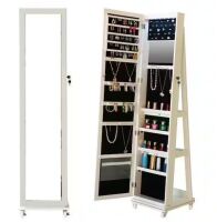 Lvifur White 15.75 in. W x 66 in. H Full Length Mirror 360&deg; Swivel Jewelry Cabinet Lockable Jewelry Organizer New in Box $299
