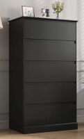 IDEALSOUL 5 Drawer Dresser Black Bedroom Dresser Tall Dresser, Modern Storage Cabinet Minimalist Chest of Drawers with Solid Base for Living Room Dressing Room Entryway, New in Box $399