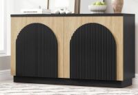 Ebern Designs Designer 55'' Curved Three-dimensional Texture Sideboard, Black/Natural Oak, New in Box $699