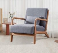 Sand & Stable Hertford 26" Wide Mid Century Upholstered Solid Wood Accent Chair with an Extra Pillow, Gray, New in Box $499