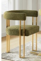 Everly Quinn Rienna 18" Seat Height Chenille Upholstered Gold Kitchen Dining Armchair New in Box $299