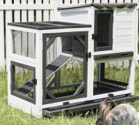Archi & Oscar Rabbit Cage Indoor Outdoor Bunny Hutch on Wheels, 2 Story Wood Guinea Pig Cages with 2 Deeper Pull Out Trays New in Box $399