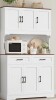 Lark Manor 74" H Tall Wood Kitchen Pantry With Microwave Shelf And Drawers New in Box $799