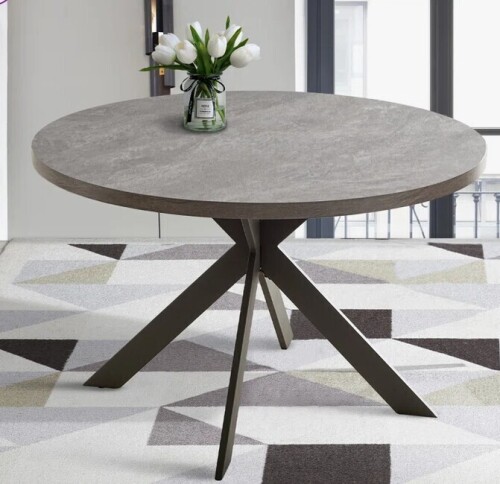 George Oliver Garrell 46" W Round 4-Person Manufactured Wood Dining Table in Gray New in Box $599