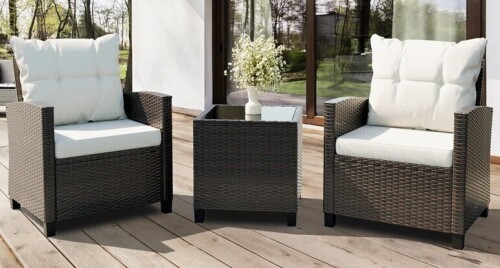 Lark Manor Arlayne 2-Person Outdoor Patio Seating Group with Cushions New in Box $599