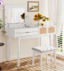 George Oliver Tusarora Makeup Vanity Set with Stool, Dressing Table with Three Drawers in White New in Box $599