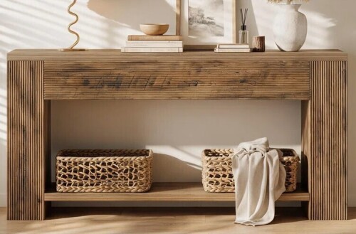 Millwood Pines 70.9-Inch Dark Brown Console Table, Farmhouse Entryway Table New in Box $499
