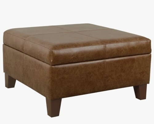 Red Barrel Studio Gallup 28" Wide Leather Square Storage Ottoman Bench New in Box $299