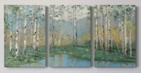 Lark Manor&trade; "Birch River Reflections" 3 - Pieces Canvas, 36'' H X 24'' W New In Box $299