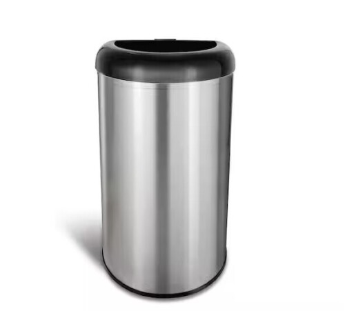 NINESTARS 13 Gal. Black Open Top Lid Stainless Steel Trash Can New In Box $89