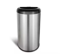 NINESTARS 13 Gal. Black Open Top Lid Stainless Steel Trash Can New In Box $89