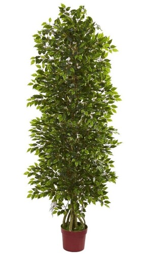 Nearly Natural 72-in Green Indoor/Outdoor Floor Ficus Artificial Tree New In Box $199