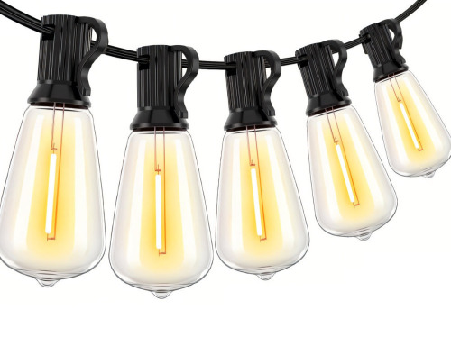 The Holiday Aisle&reg; Solar Powered ST38 String Lights 100FT with Remote Control, 8 Light Modes Weatherproof Shatterproof 24 LED Filament Bulbs, Large 11.5x13.5cm Solar Panel for Backyard Porch Cafe Garden Roof On Working $199